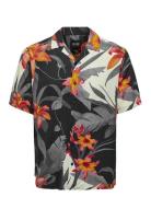 Onsdan Life Reg Ss Aop Visc Shirt 8671 Black ONLY & SONS