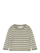 Striped Cotton-Blend Sweater Green Mango