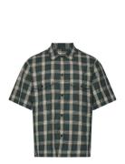 Perola Cotton Check Mateo Shirt Ss Green Mads Nørgaard