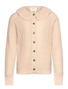 Pointelle Knitted Cable Cardigan W. Collar Beige Copenhagen Colors
