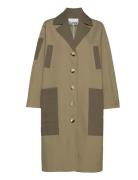 Heavy Twill Coat Khaki Ganni