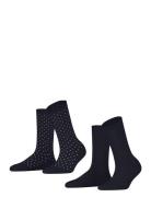 Fine Dot 2-Pack Sustainable With Pattern Navy Esprit Socks