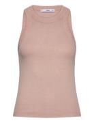 Ribbed Washed-Effect Cotton Top Beige Mango