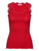 Rwbabette Sl U-Neck Long Lace Top Red Rosemunde