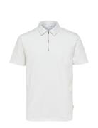 Slhrelax-Terry Ss Zip Polo Ex White Selected Homme