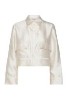 Juliana Silk Blend Boxy Overshirt Cream Malina