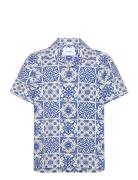 Tile Cotton Ss Shirt Blue Les Deux