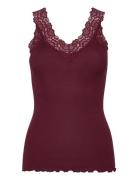 Organic Top W/ Lace Burgundy Rosemunde