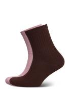 Helga Crochet Sock 2 Pack Brown Becksöndergaard