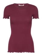 Rwbernadine Ss Regular O-Neck T-Shi Burgundy Rosemunde