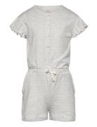 Striped Jumpsuit With Ruffles Grey Copenhagen Colors