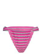 Stripe-Print Bikini Bottoms Pink Mango