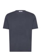 Cotton Blend Knitted T-Shirt Navy Mango