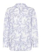 Shirt With Floral Embroidery Blue Mango