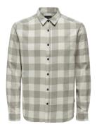 Onsgudmund Ls Checked Shirt Noos Beige ONLY & SONS