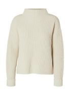 Slfselma Ls Knit T-Neck Cream Selected Femme