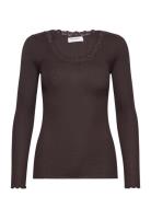 Rwbabette Ls U-Neck Lace T-Shirt Brown Rosemunde