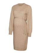 Mlnewanne L/S Abk Knit Dress A. Noos Brown Mamalicious