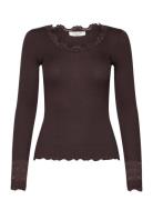 Rwbenita Ls O-Neck Lace Top Brown Rosemunde