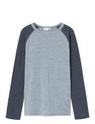 Nkmwang Wool Needle Ls Top Solid Blue Name It