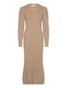 Vmangalina Ls V-Neck 7/8 Knit Dress Vma Beige Vero Moda