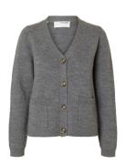 Slfana Ls Knit Wool Cardigan Noos Grey Selected Femme