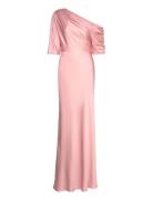 Marisa Asymmetrical Satin Maxi Dress Pink Malina