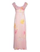 Dotted Georgette Maxi Dress Pink By Ti Mo