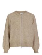 Vizichy O-Neck L/S Zip Knit Cardigan/R Beige Vila