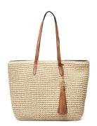 Straw Medium Whitney Tote Beige Lauren Ralph Lauren