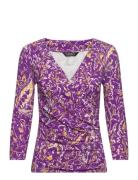 Print Surplice Jersey Top Purple Lauren Ralph Lauren