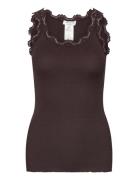 Silk Top W/ Lace Brown Rosemunde