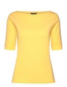 Cotton-Blend Boatneck Top Yellow Lauren Ralph Lauren