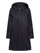 Hooded Cotton-Blend Balmacaan Coat Navy Lauren Ralph Lauren