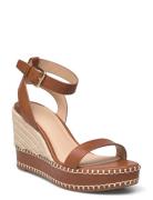 Hilarie Burnished Leather Espadrille Brown Lauren Ralph Lauren