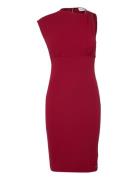 Scuba Crepe Metal Detail Dress Burgundy Calvin Klein