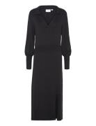 Vicomfy L/S Collar Rib Knit Dress - Noos Black Vila