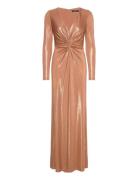 Twist-Front Foil-Print Jersey Gown Gold Lauren Ralph Lauren