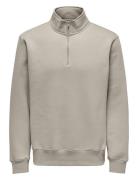 Onsconnor Reg 1/4 Zip Sweat Cream ONLY & SONS