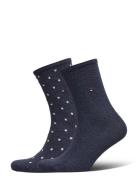 Th Women Sock Dot 2P Blue Tommy Hilfiger