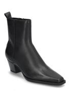 Leather Ankle Boots With Block Heel Black Mango