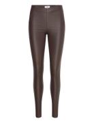 Objbelle Mw Coated Leggings Noos Brown Object