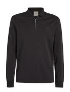 Liquid Touch Welt Zip Ls Polo Black Calvin Klein