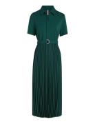 Visc Mix Pleated Polo Dress Ss Green Tommy Hilfiger