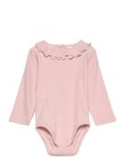 Ruffle Ribbed Bodysuit Pink Mango