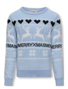 Kogmerry Xmas Ls O-Neck Box Cs Knt Blue Kids Only