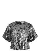 Slftana 3/4 Sequins Top B Silver Selected Femme