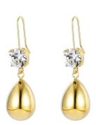 Drop Crystal Hook Earring Gold Bud To Rose