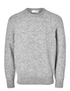 Slhrai Ls Knit Crew Neck Noos Grey Selected Homme