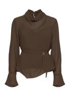 Pyla Sheer Drapey Top Brown Dante6